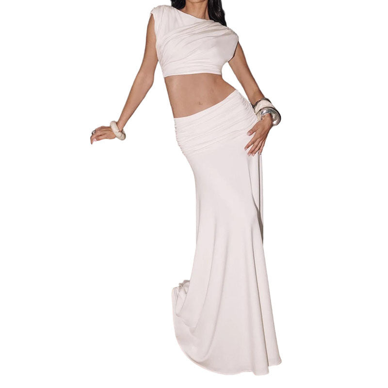 Women's Sleeveless Crop Top and Long Skirt Set