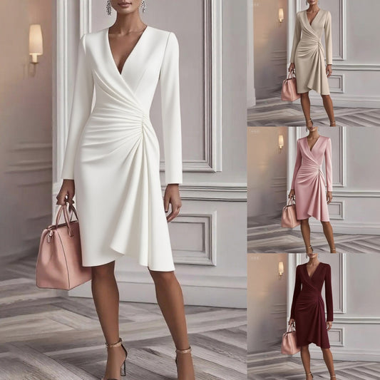 Women's Long Sleeve V-Neck Dress