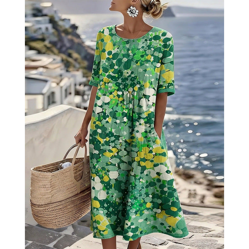 Women's Loose Fit Floral Print A-Line Dress