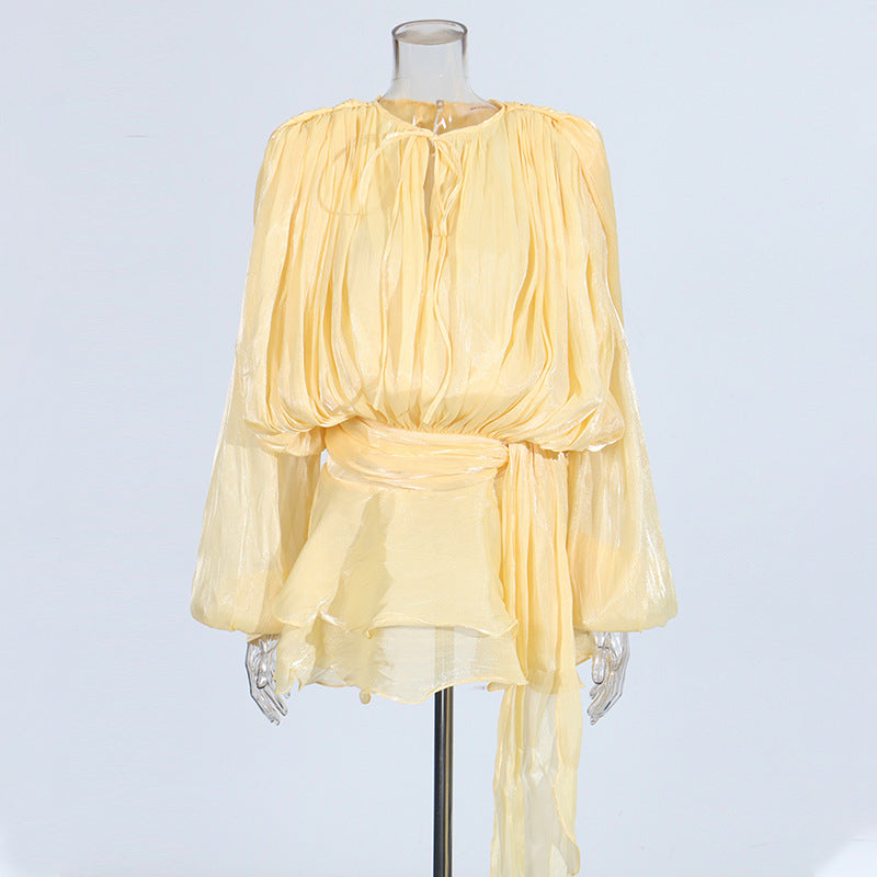 Women's Ruffled Hem Long Sleeve Dress
