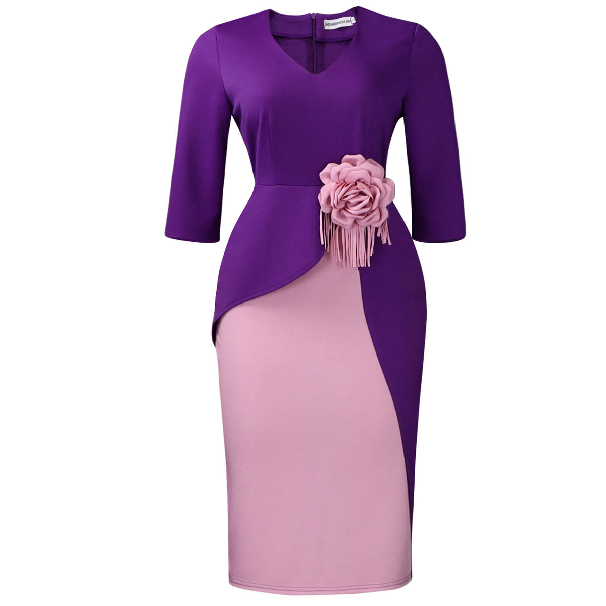Women's Floral Pleated Half-Sleeve Dress