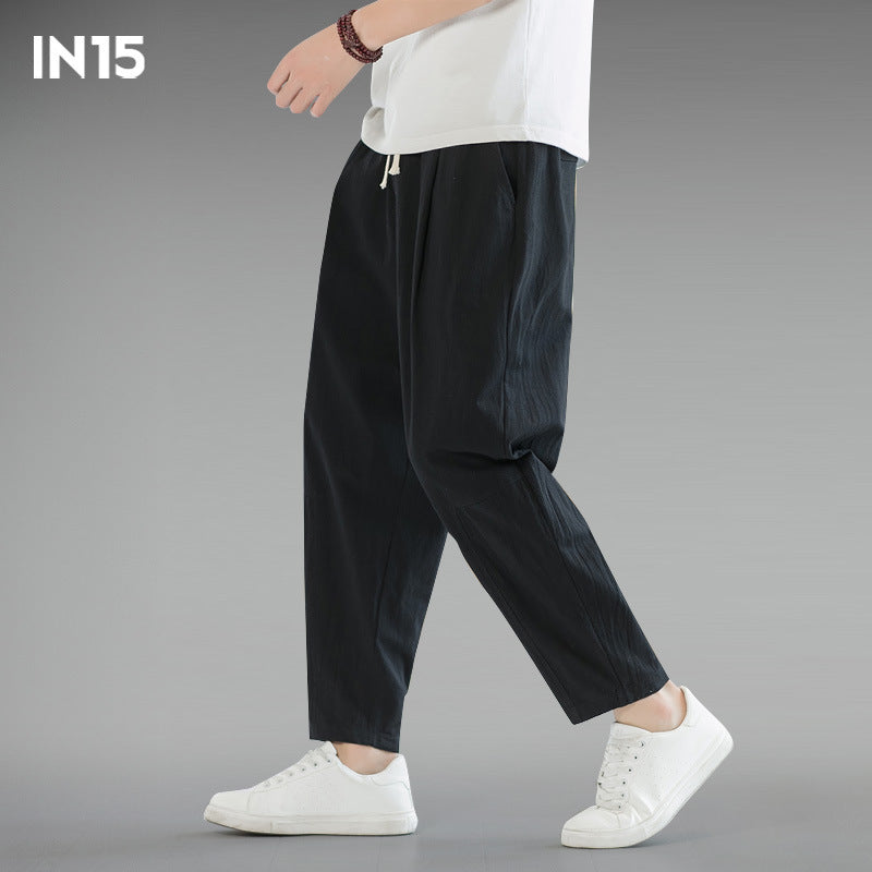 Men's Cotton Linen Cropped Pants