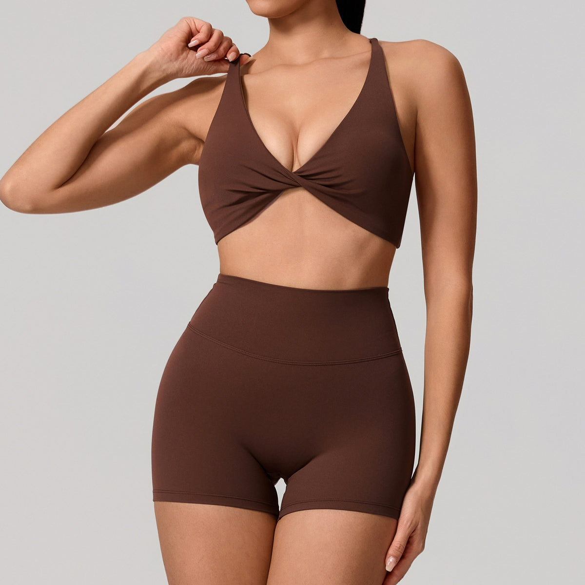 Cross-Back Sports Bra and Bottoms Set