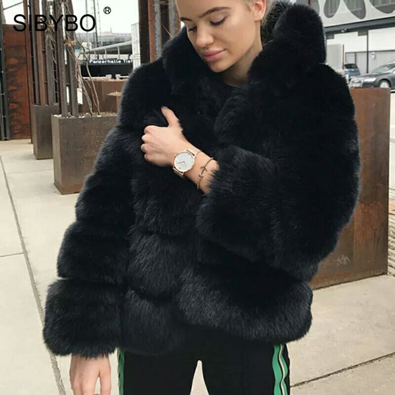 Women's Hooded Faux Fur Coat