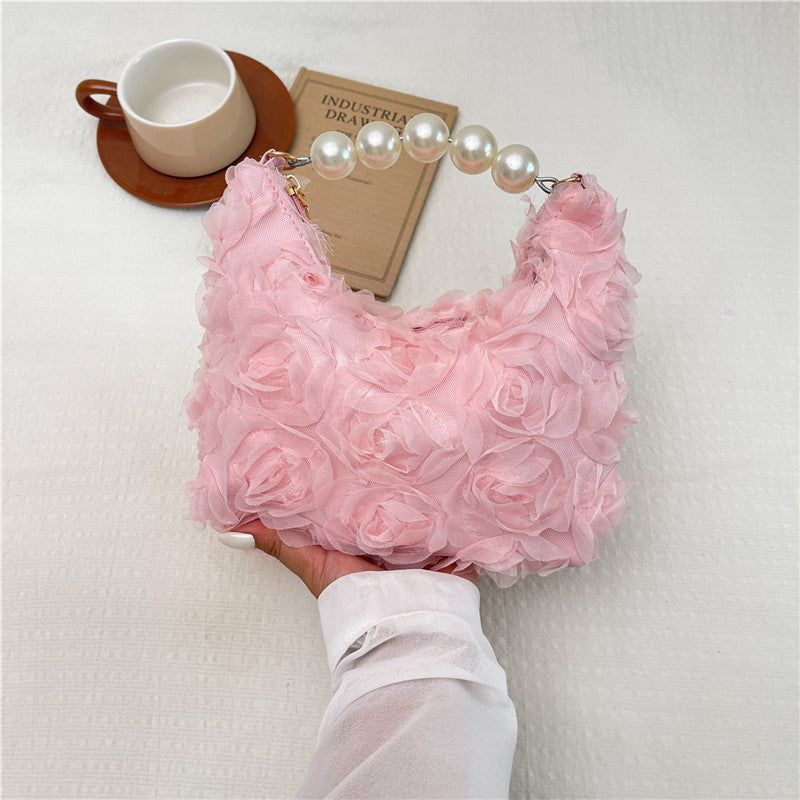 Lace and Pearl Rose Handbag