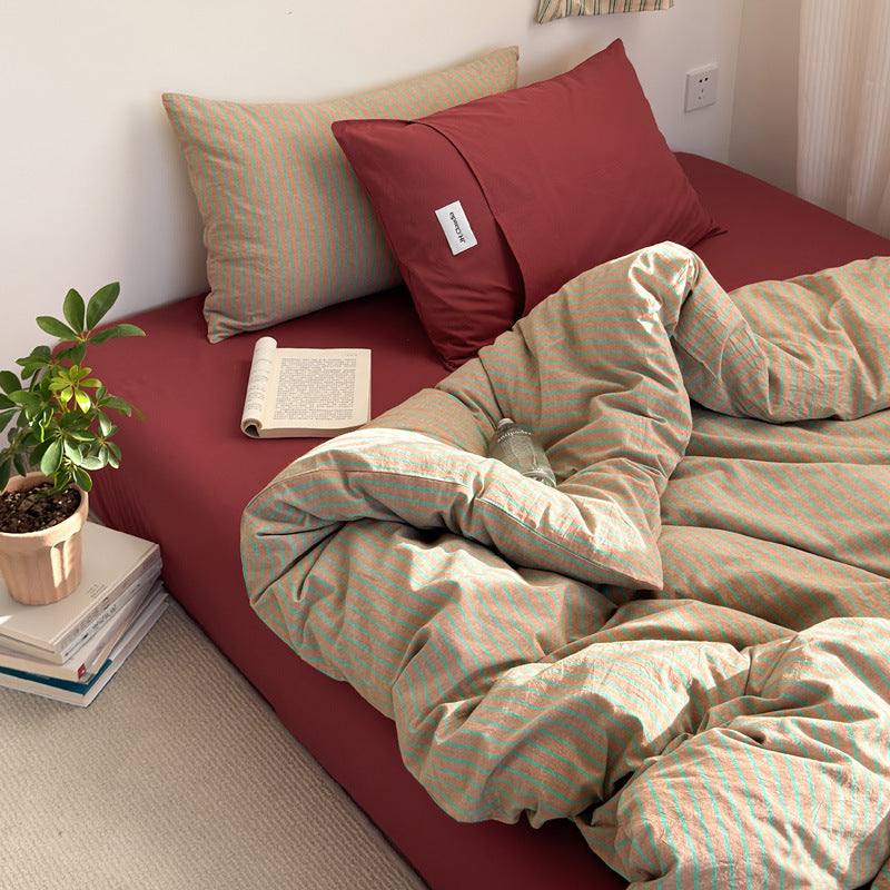 Washed Cotton Striped Bedding Set