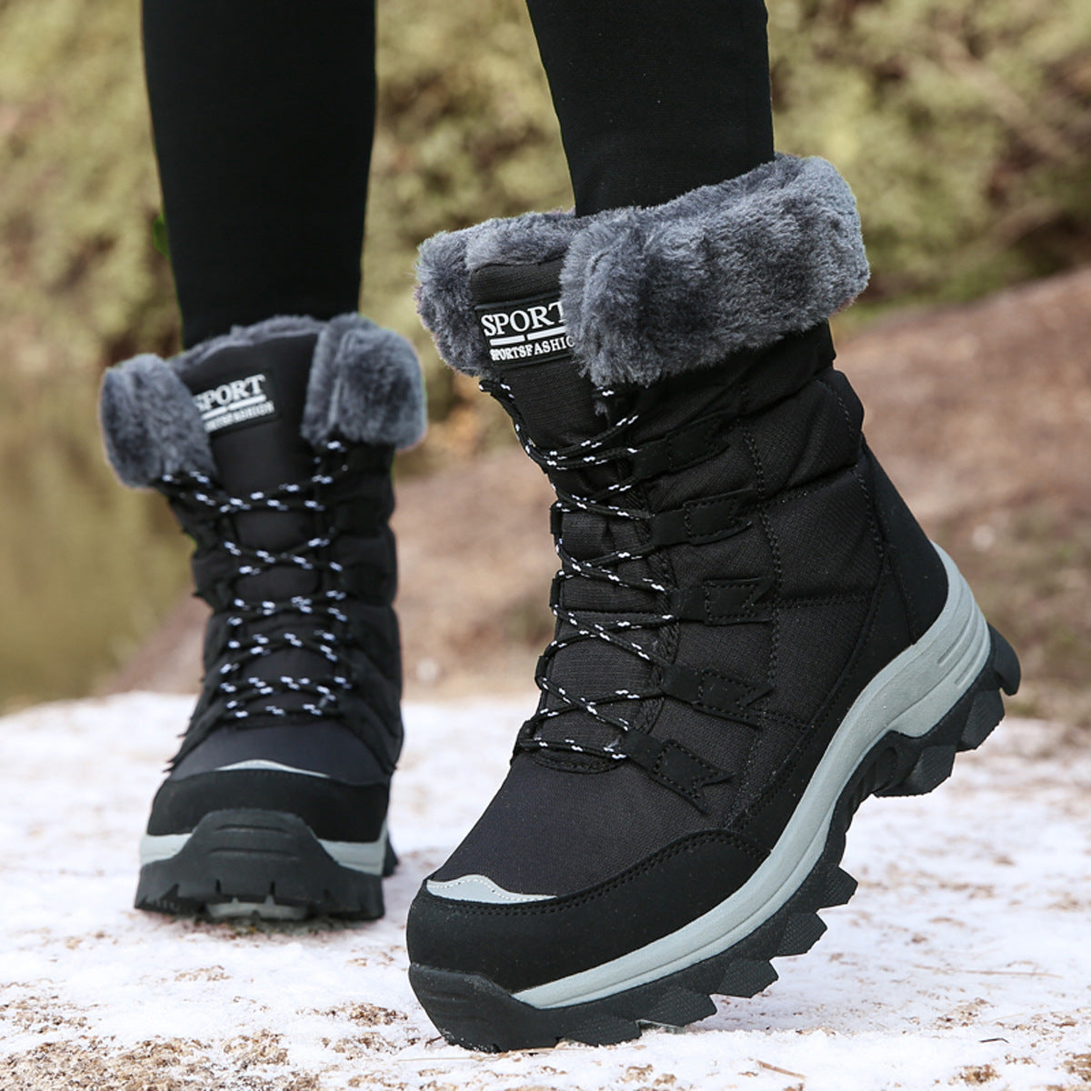 Fleece-Lined Winter Snow Boots