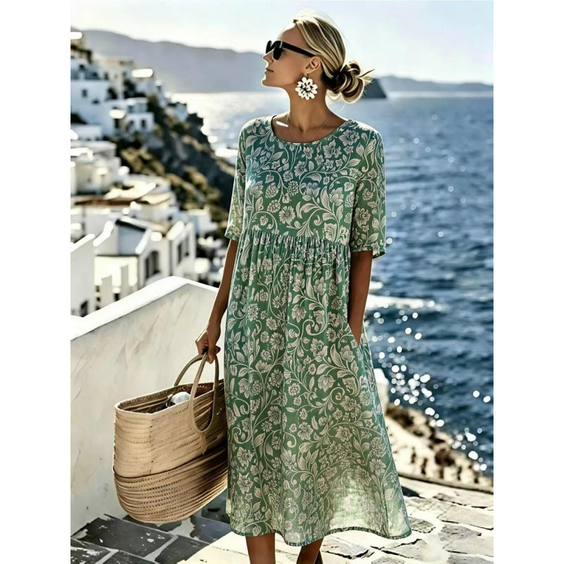 Women's Loose Fit Floral Print A-Line Dress