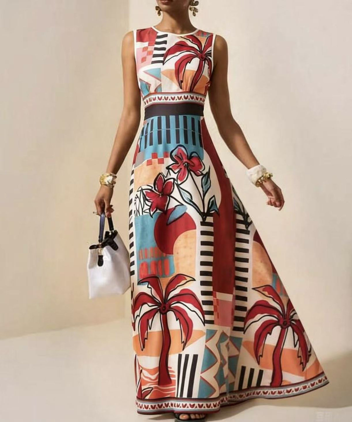 Women's Printed Bohemian Sleeveless Long Dress