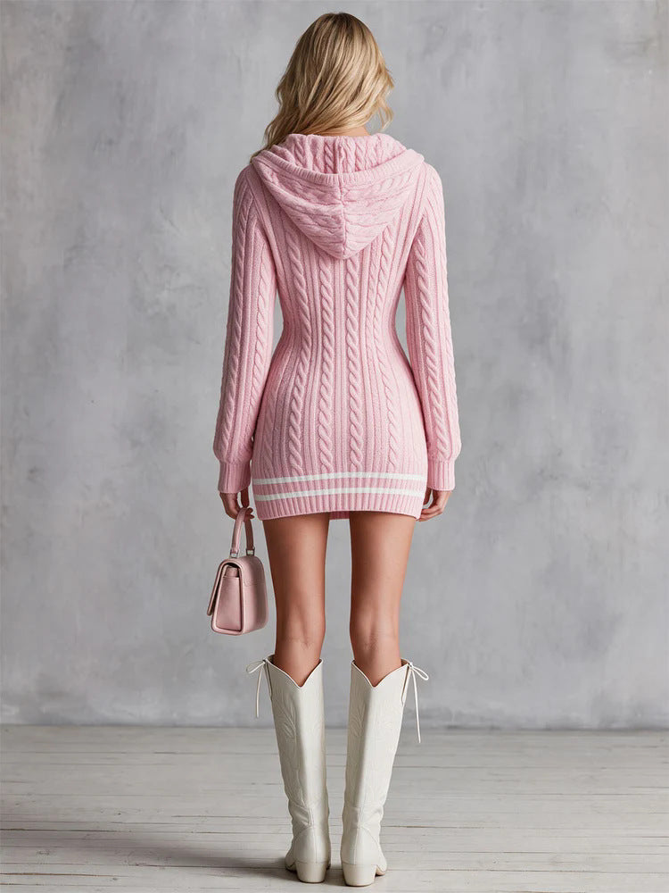 Cable-Knit Bodycon Sweater Dress