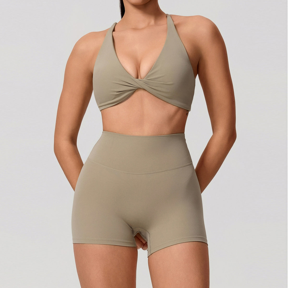 Cross-Back Sports Bra and Bottoms Set