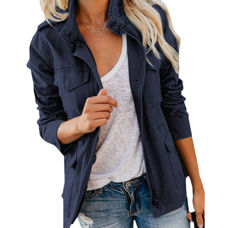 Slim-Fit Vintage Zipper Jacket