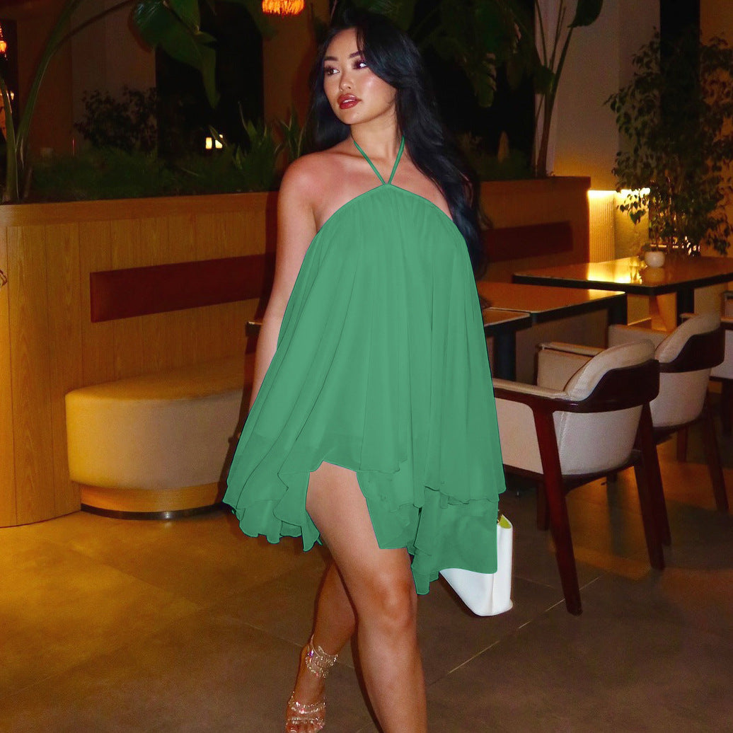 Women's Backless Lace-Up Halter Dress
