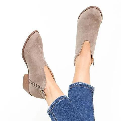 Suede Chunky Heel Ankle Boots with Leopard Print