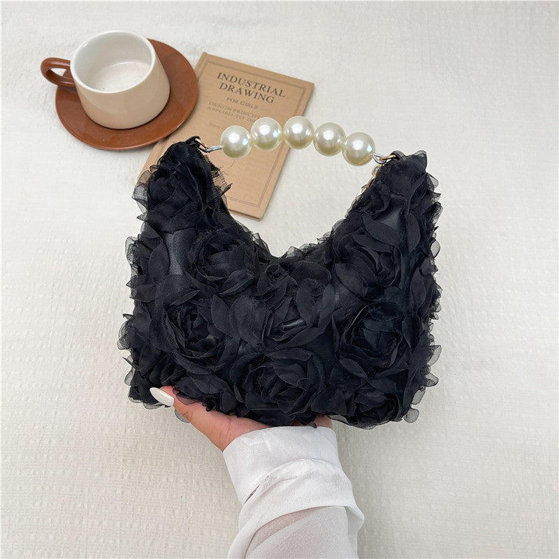 Lace and Pearl Rose Handbag