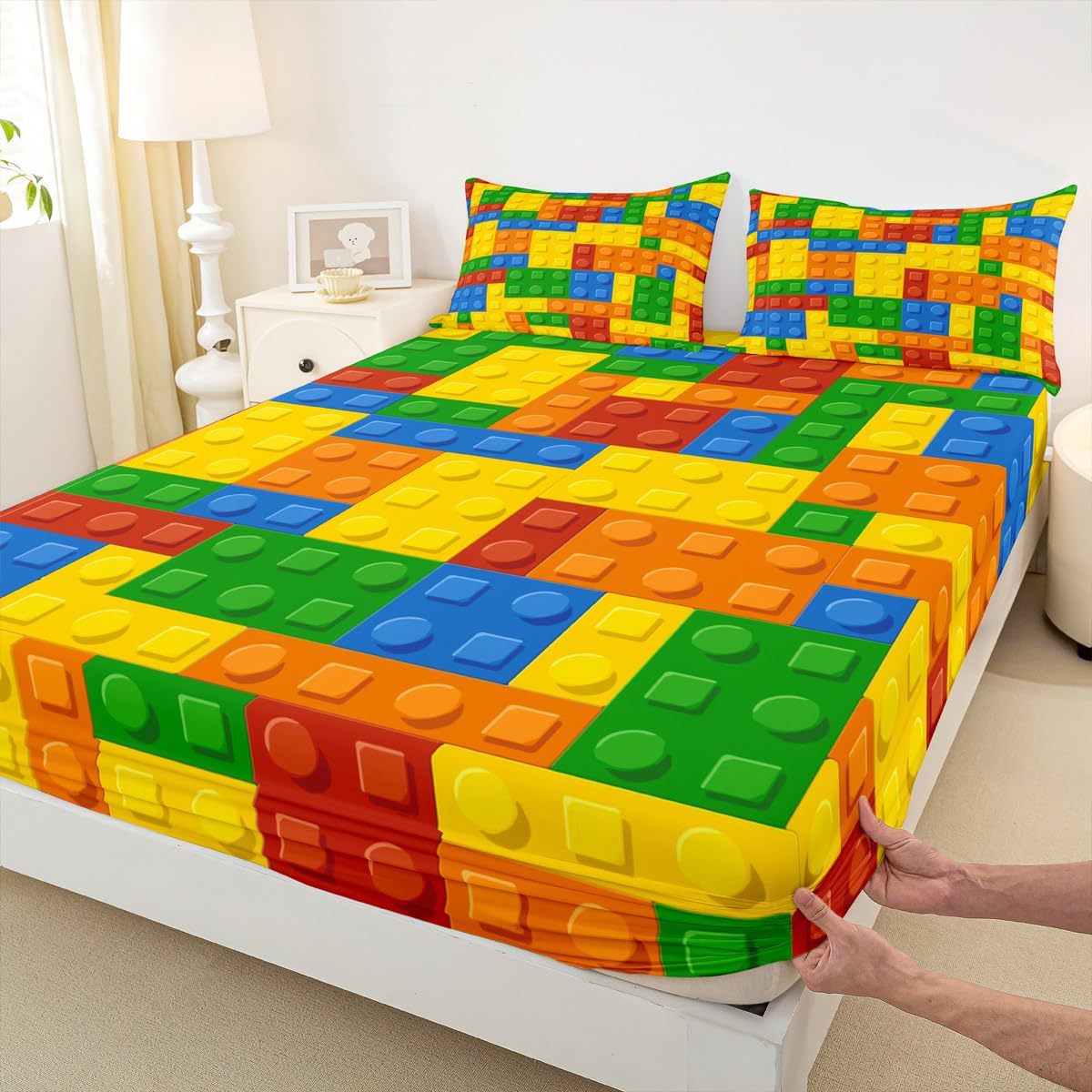 Geometric Flannel Fitted Sheet Set