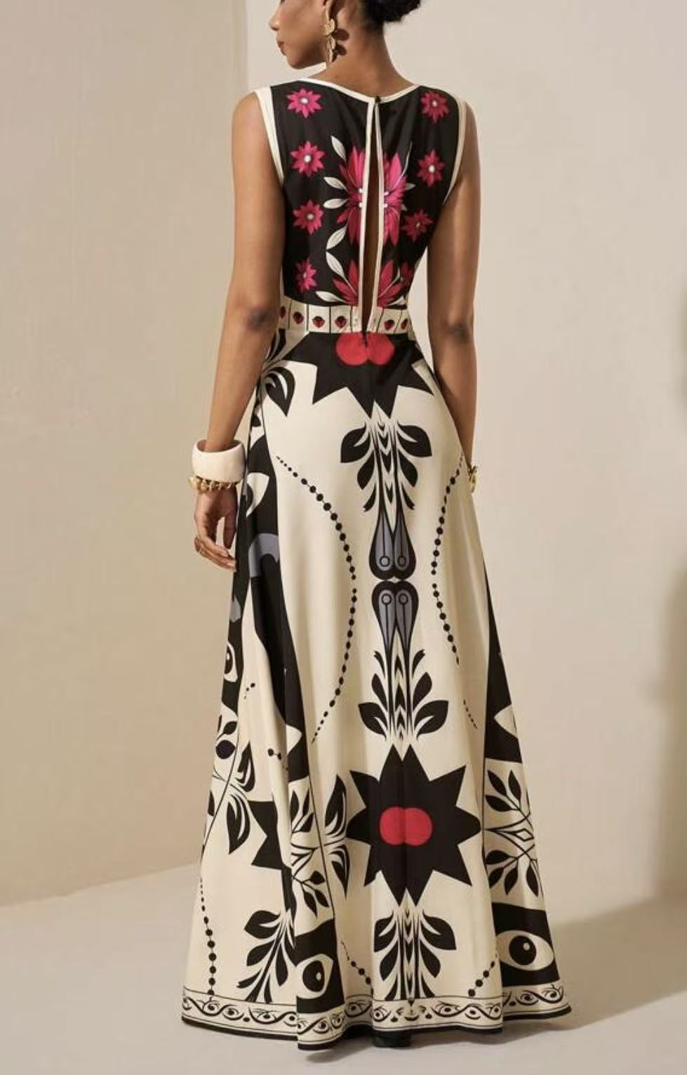 Women's Printed Bohemian Sleeveless Long Dress