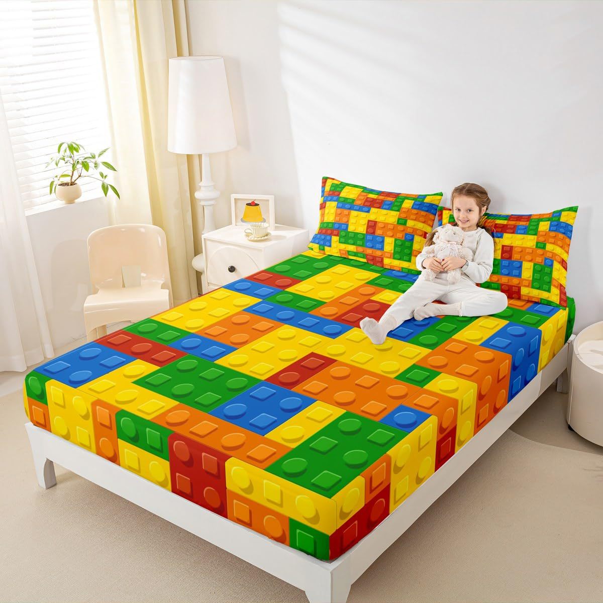 Geometric Flannel Fitted Sheet Set