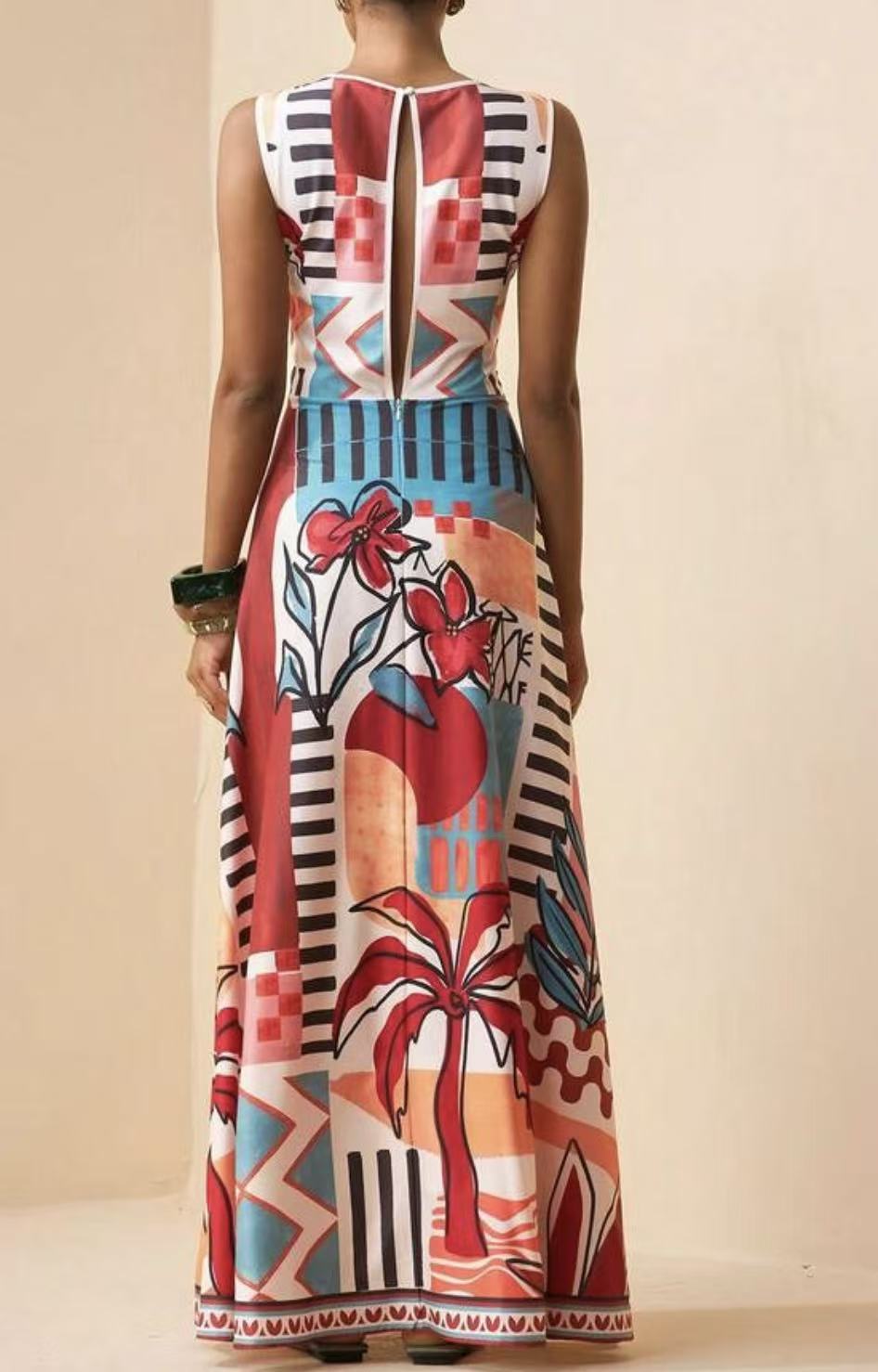 Women's Printed Bohemian Sleeveless Long Dress