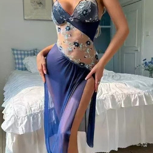 Women's Embroidered Floral Halter Dress
