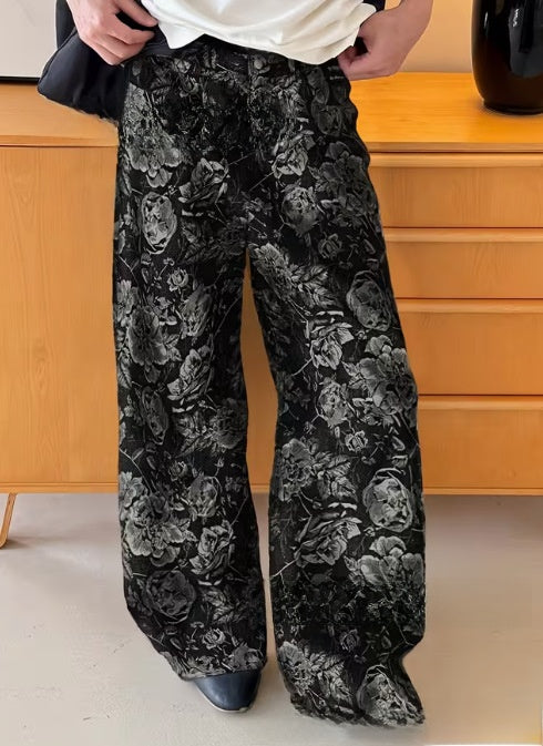 Men's Graffiti Print Straight-Leg Casual Pants