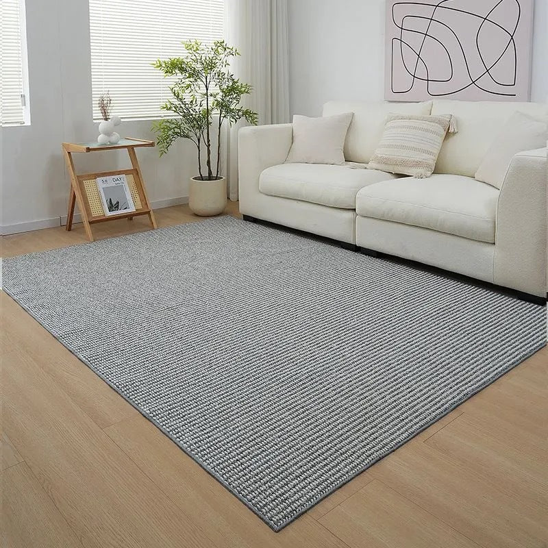 Faux Sisal Textured Area Rug in Light Gray