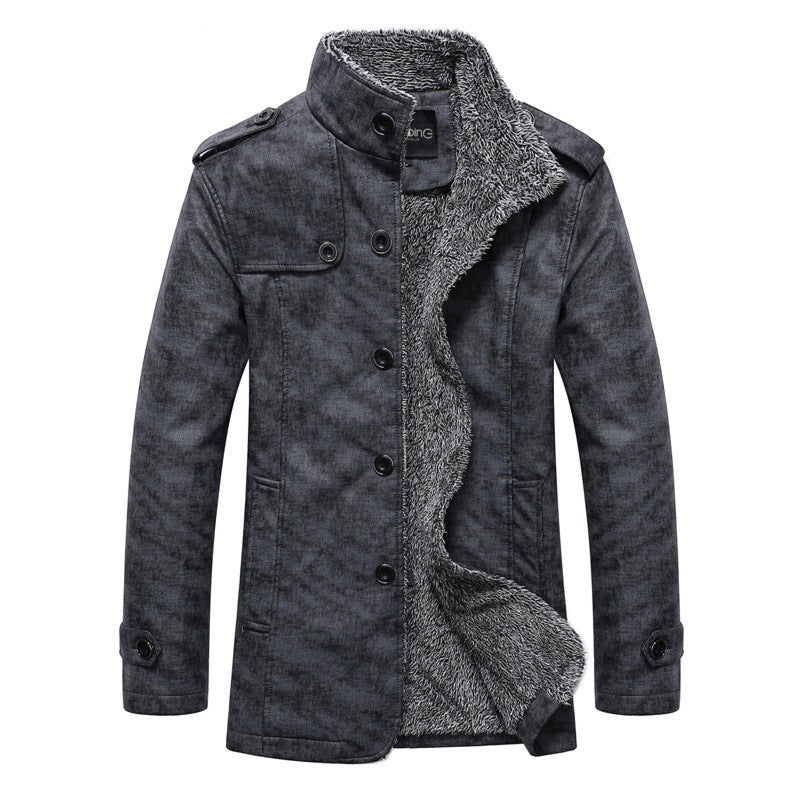 Men's Pleated Leather Winter Coat