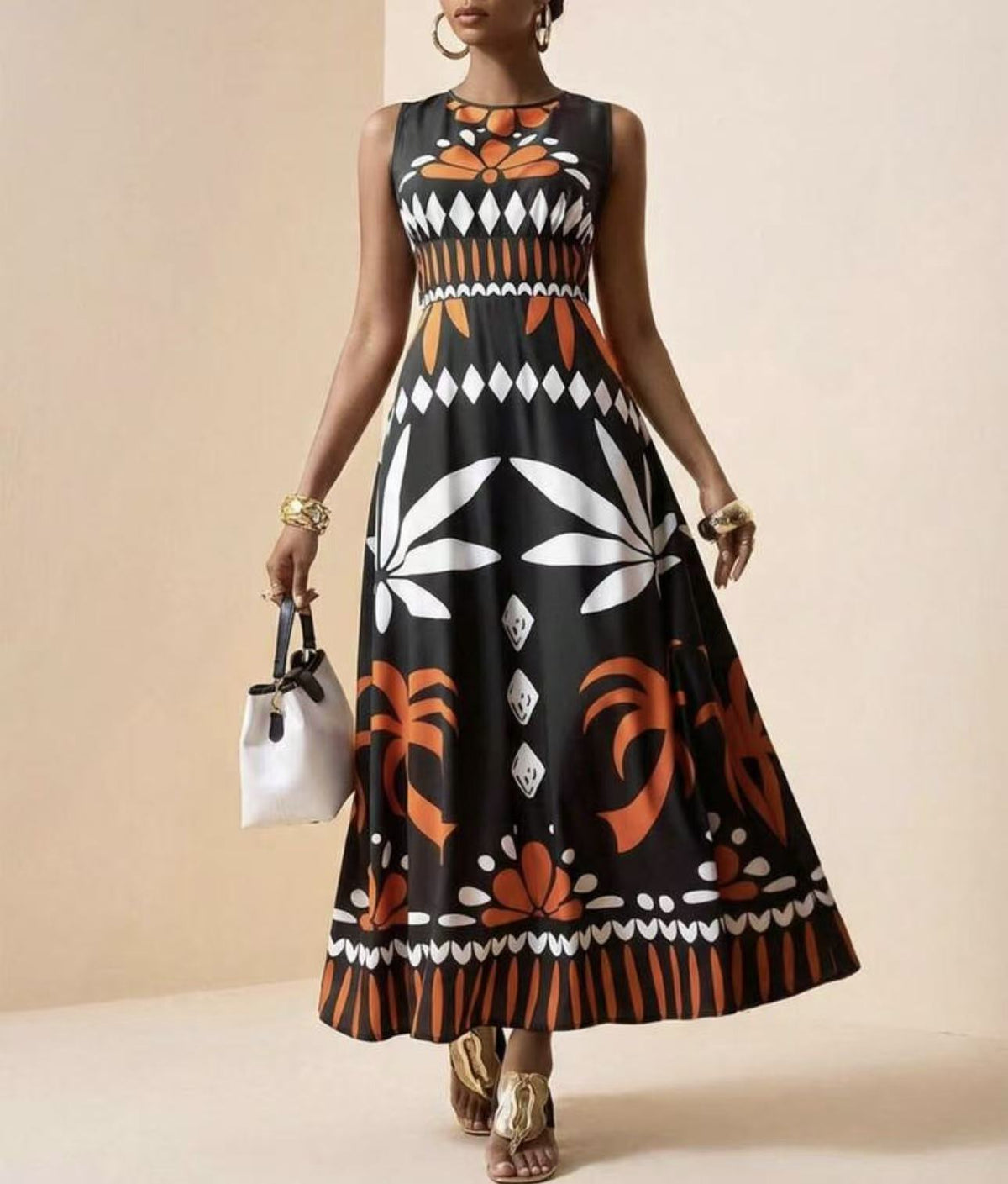 Women's Printed Bohemian Sleeveless Long Dress