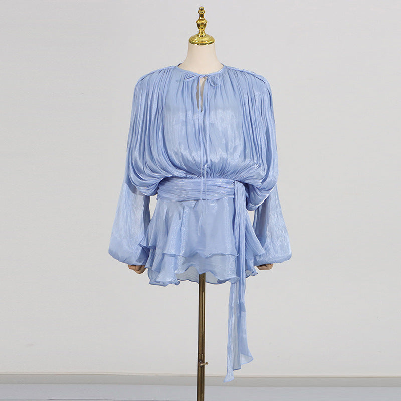 Women's Ruffled Hem Long Sleeve Dress