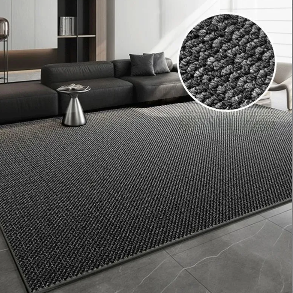 Faux Sisal Textured Area Rug in Black Gray