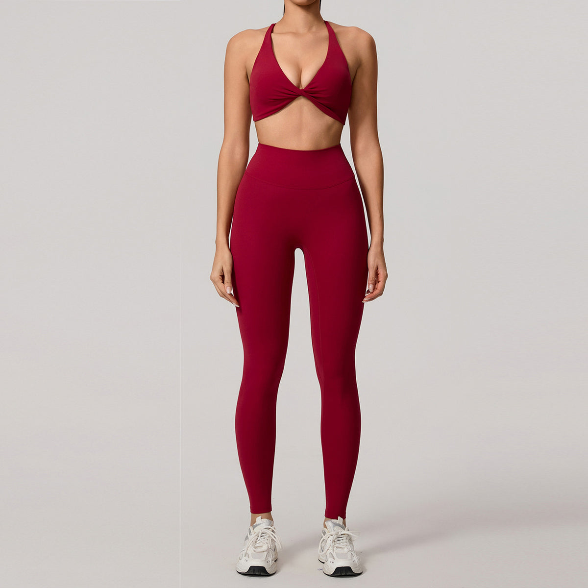 Cross-Back Sports Bra and Bottoms Set