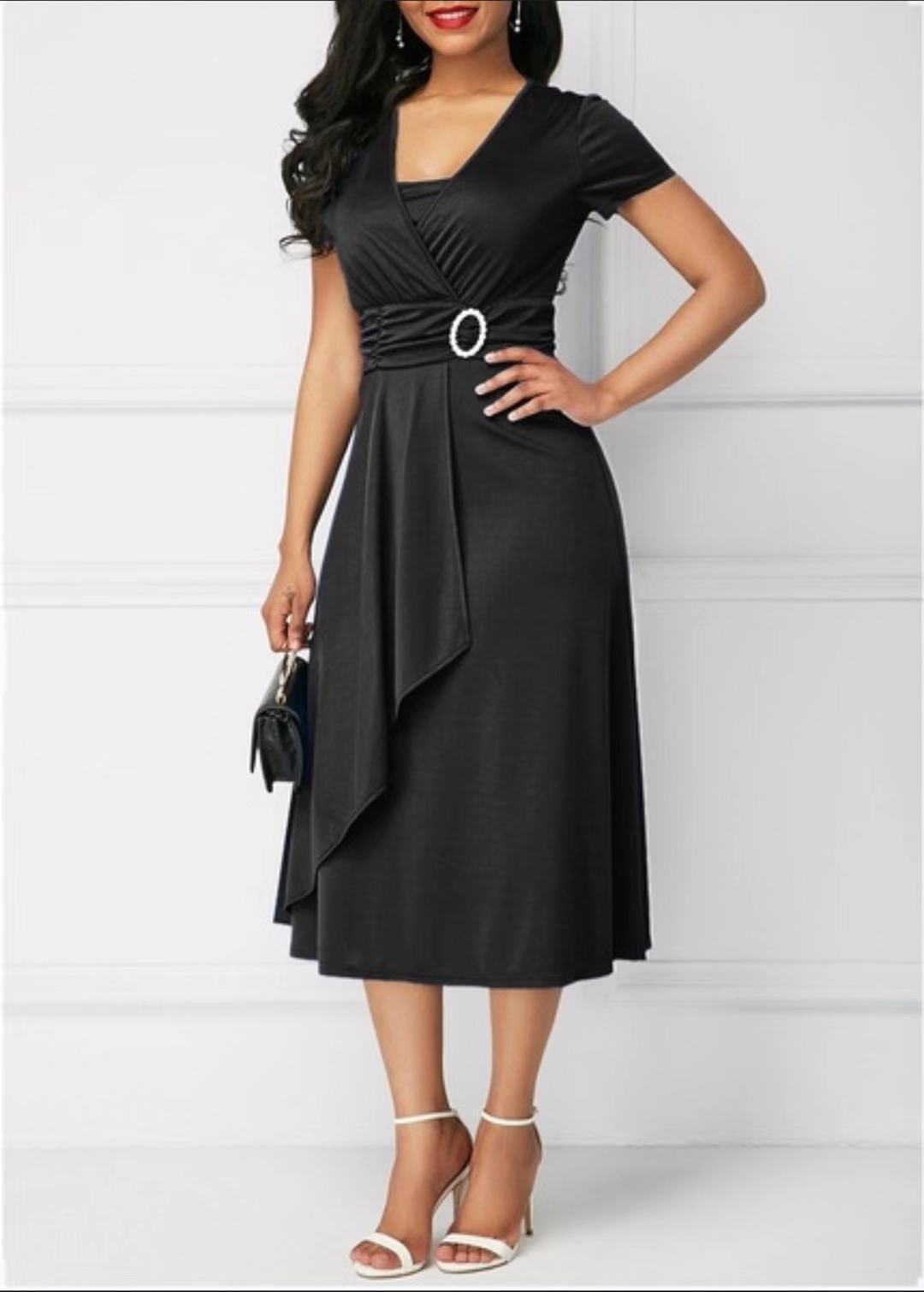 Women's Asymmetric V-Neck A-Line Dress