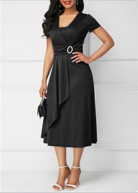 Women's Asymmetric V-Neck A-Line Dress