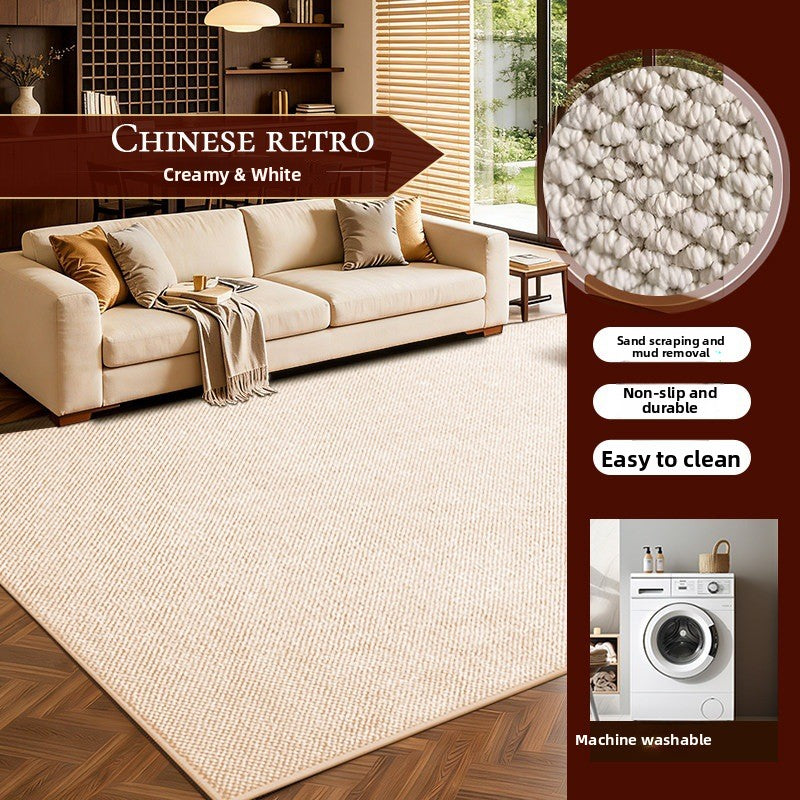 Faux Sisal Textured Area Rug in White
