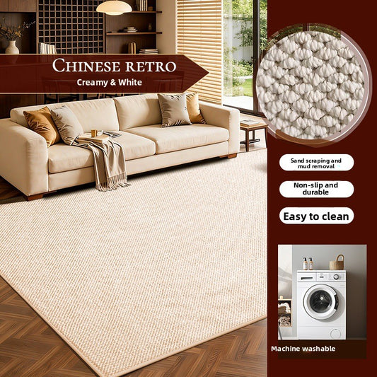 Faux Sisal Textured Area Rug in White