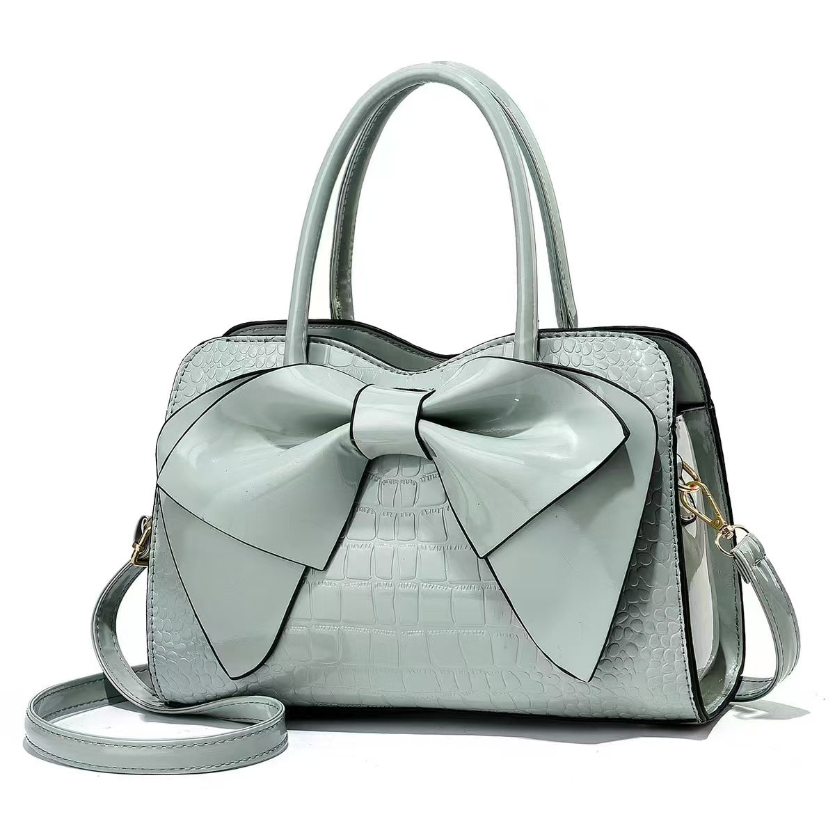 Bow Detail Pebbled Crossbody Bag