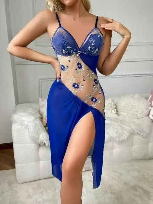 Women's Embroidered Floral Halter Dress
