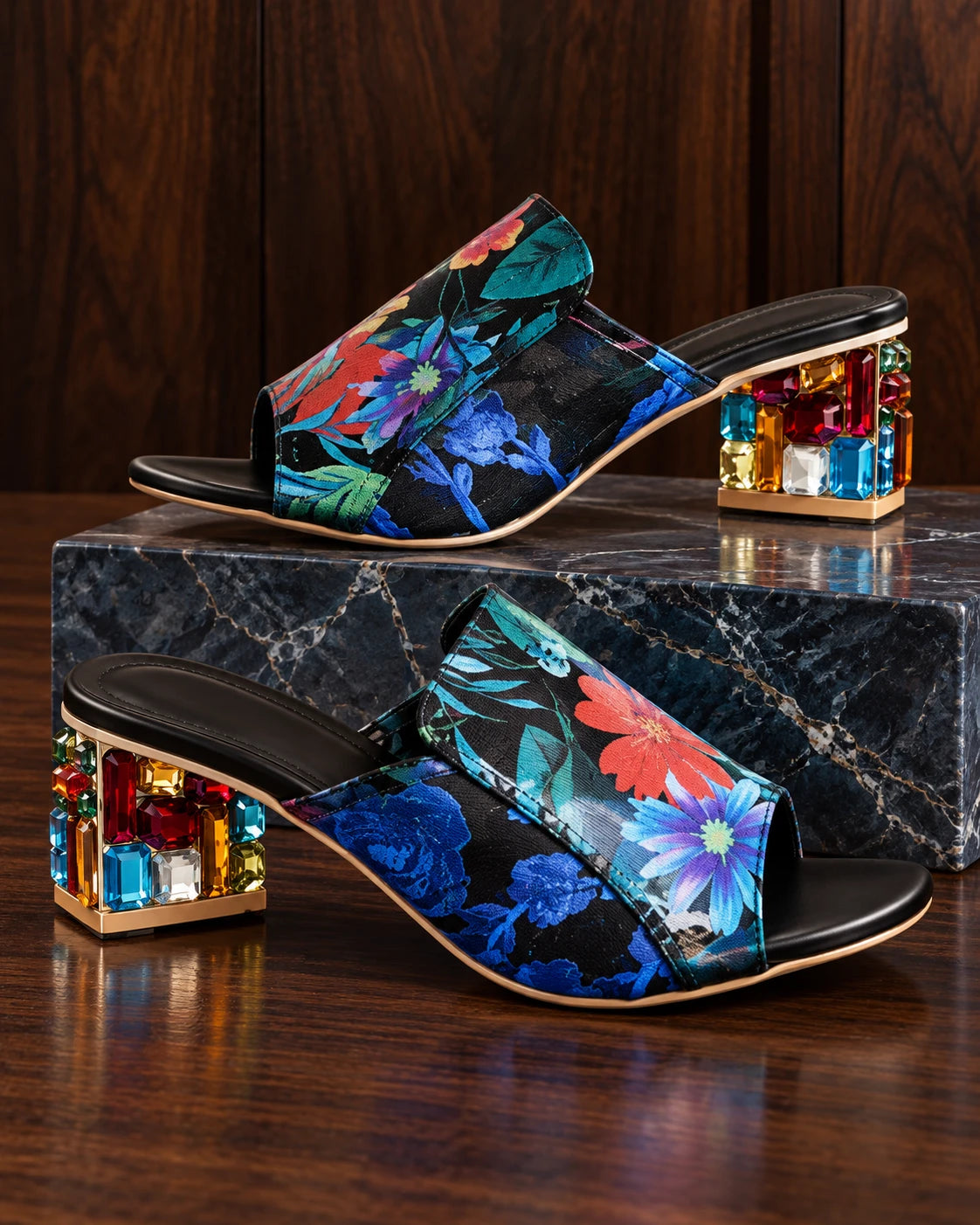 Rhinestone Fish-Mouth High Heel Sandals