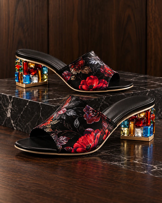 Rhinestone Fish-Mouth High Heel Sandals