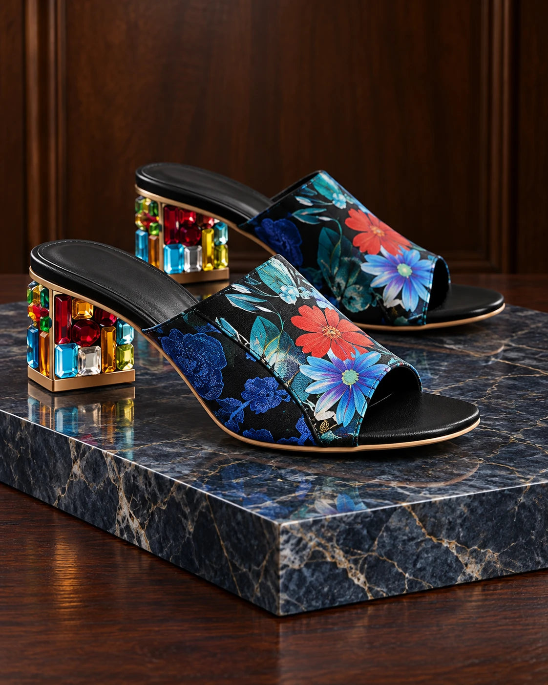 Rhinestone Fish-Mouth High Heel Sandals