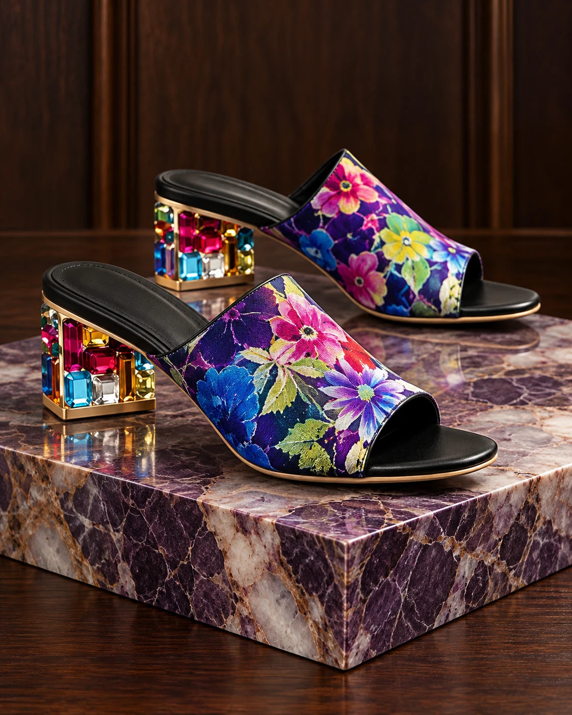 Rhinestone Fish-Mouth High Heel Sandals