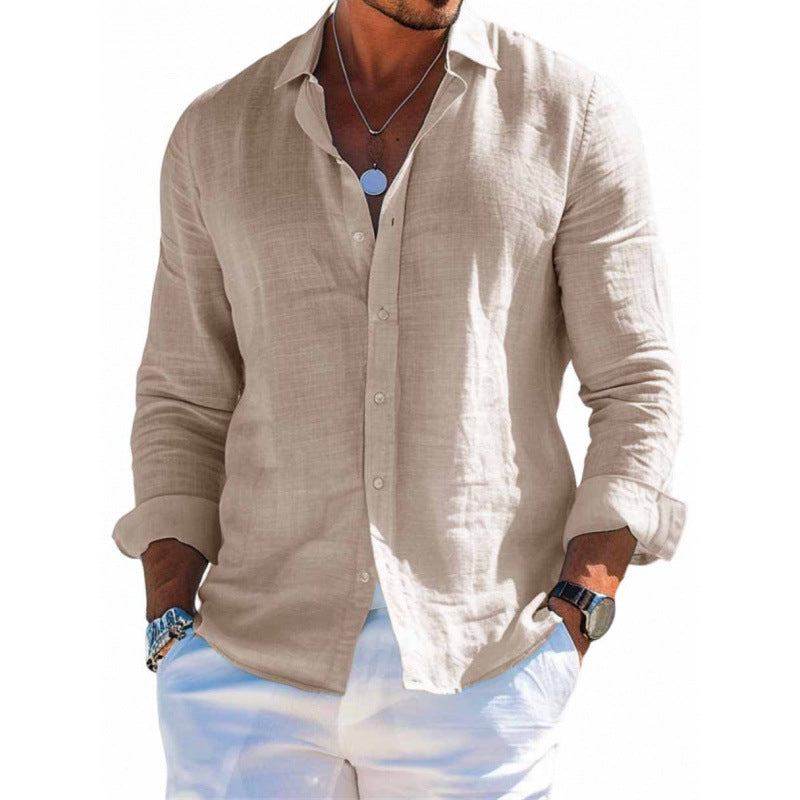 Men's Stretch Long-Sleeve Lapel Shirt