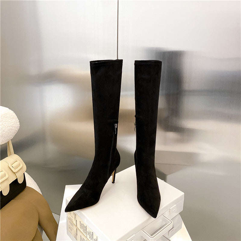 Women's Suede Stiletto High Heel Boots