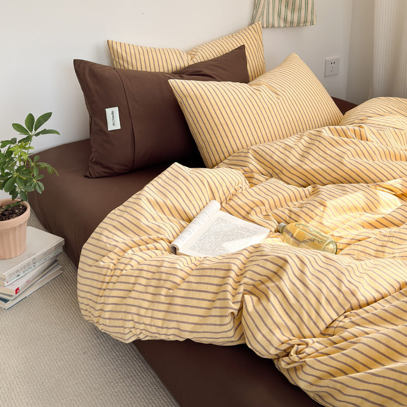 Washed Cotton Striped Bedding Set