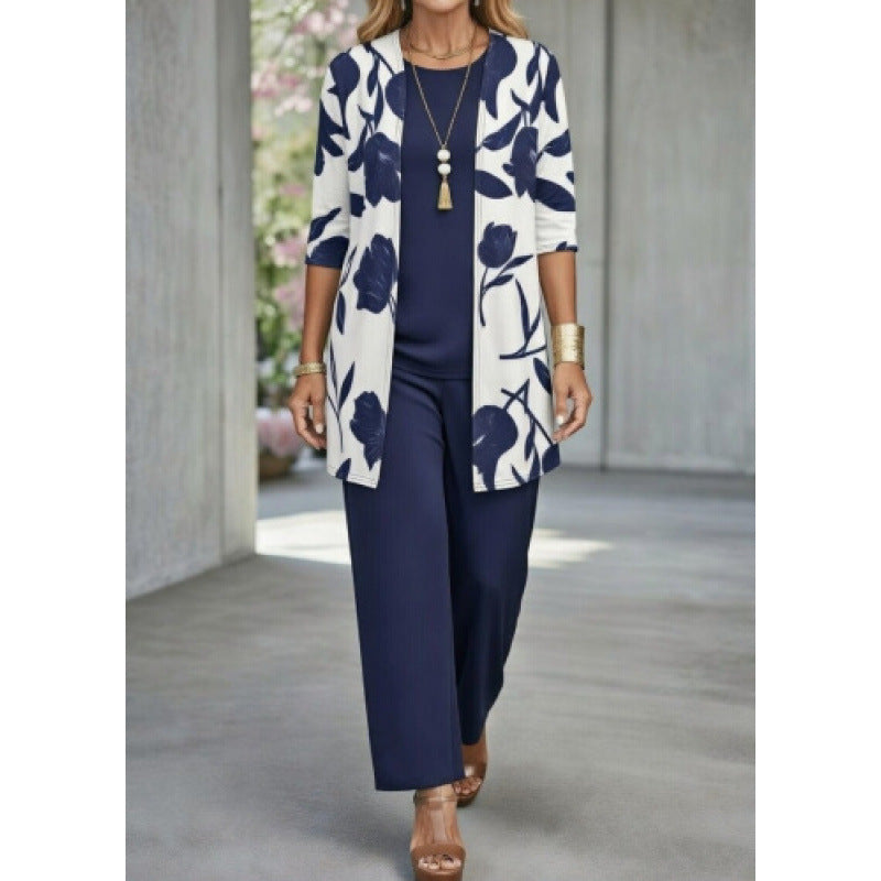 Women's 3D Print Top, Vest and Pants Set