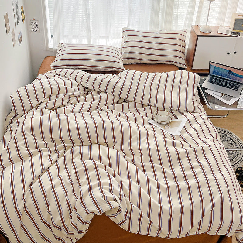 Retro Striped Brushed Bedding Set