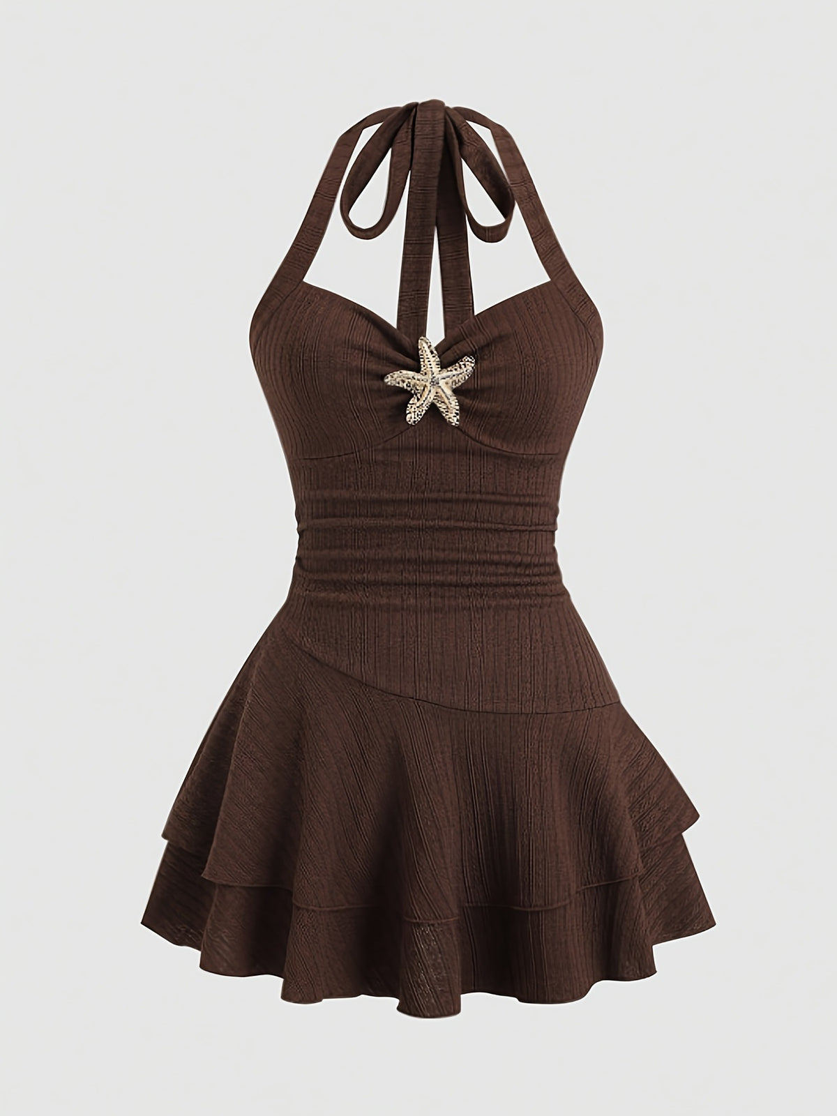 Women's Halter Neck Starfish Knitted Mini Dress