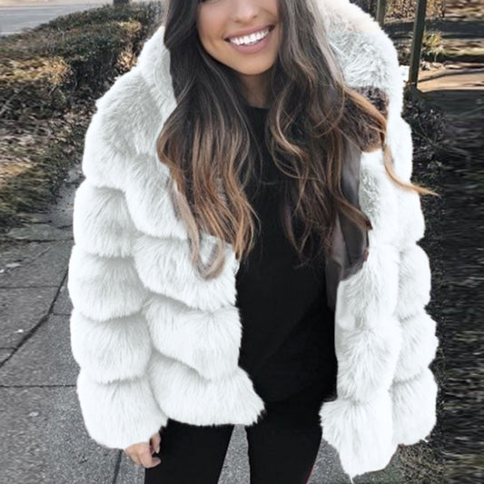Women's Hooded Faux Fur Coat