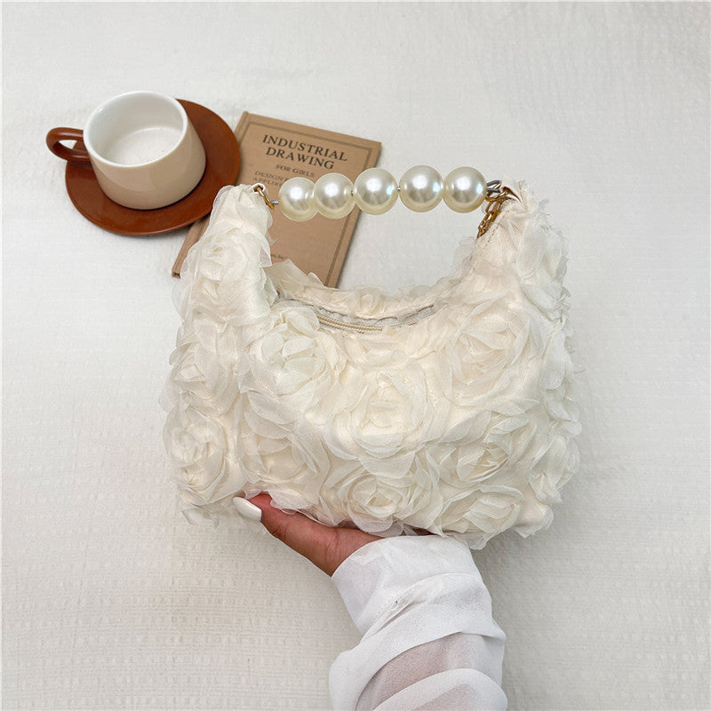 Lace and Pearl Rose Handbag