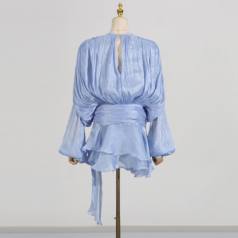 Women's Ruffled Hem Long Sleeve Dress